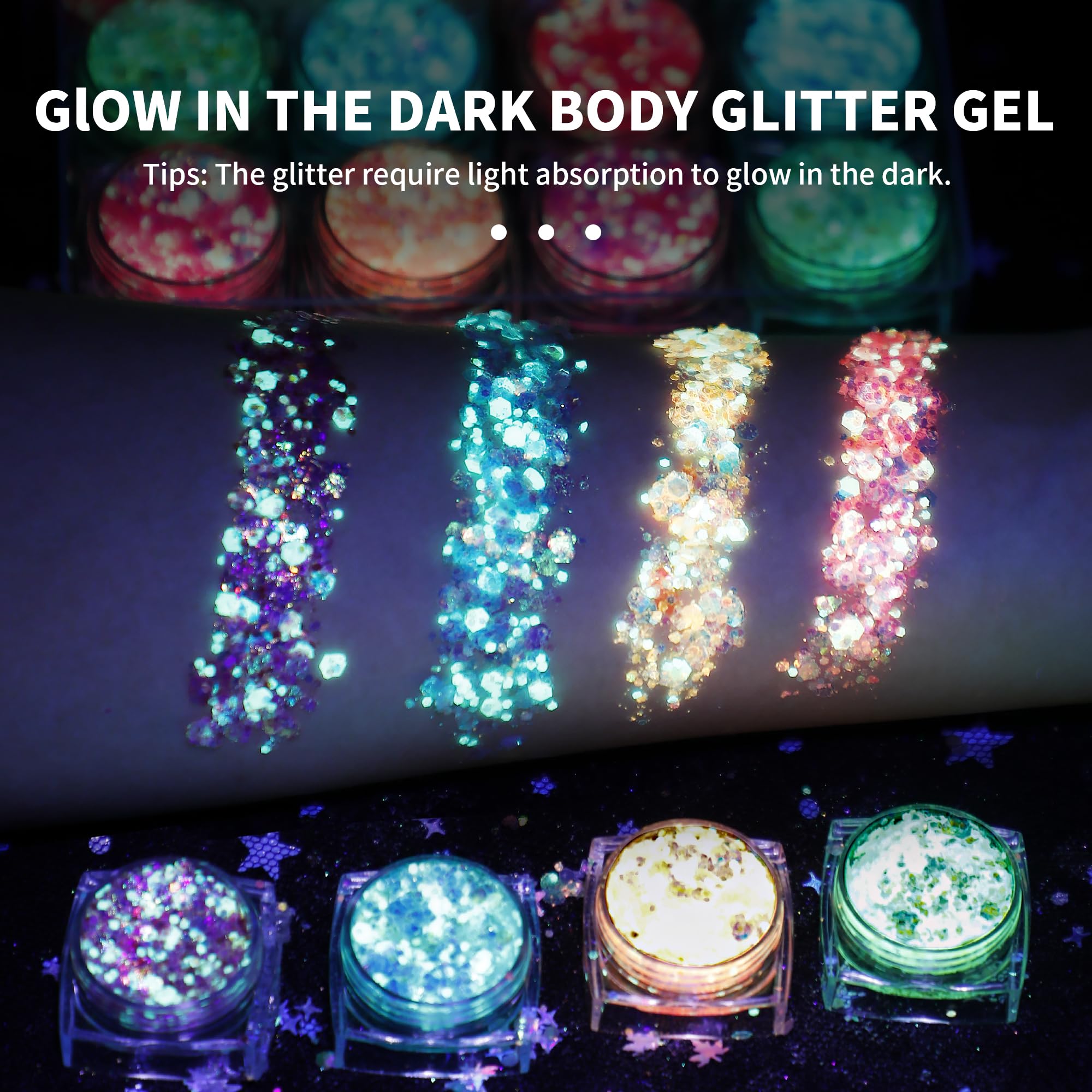 latibell kit de 12 colores en gel purpurina para cuerpo.