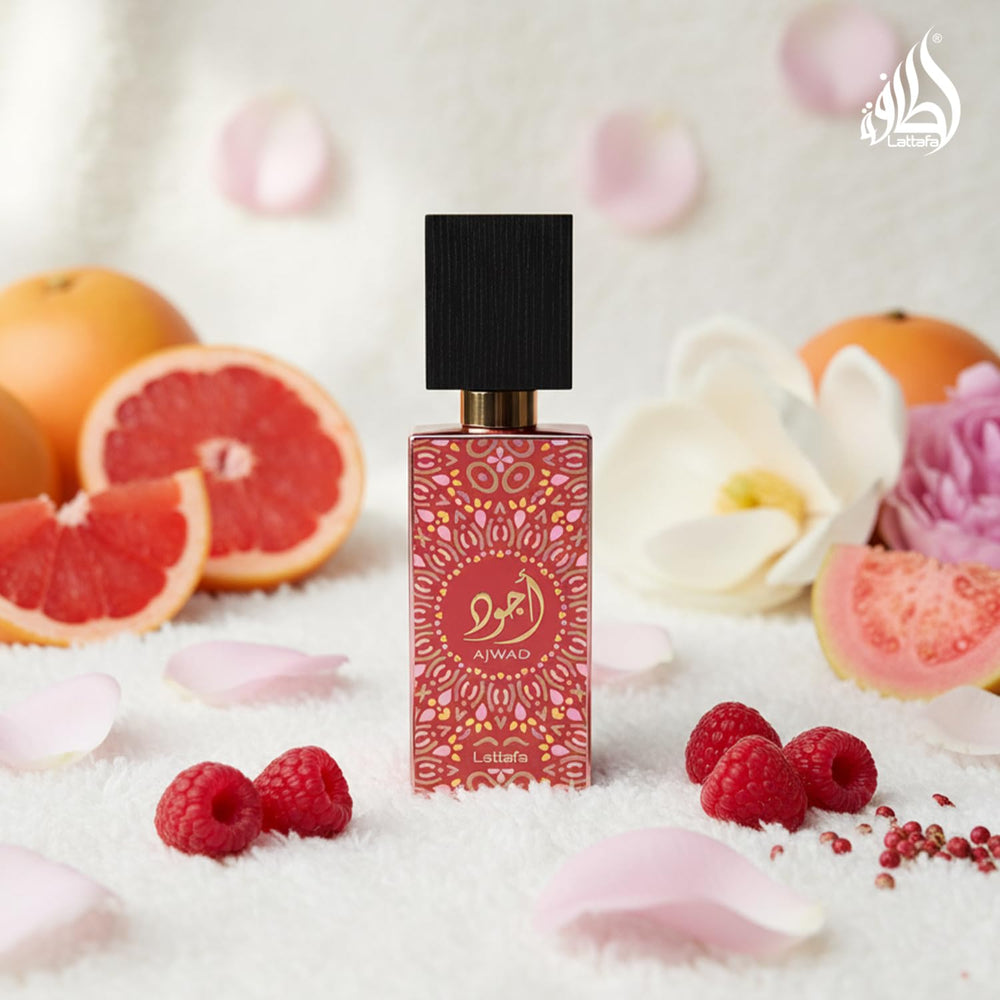 Lattafa Ajwad Pink To Pink: aroma cálido con ámbar y musgo para largas jornadas.