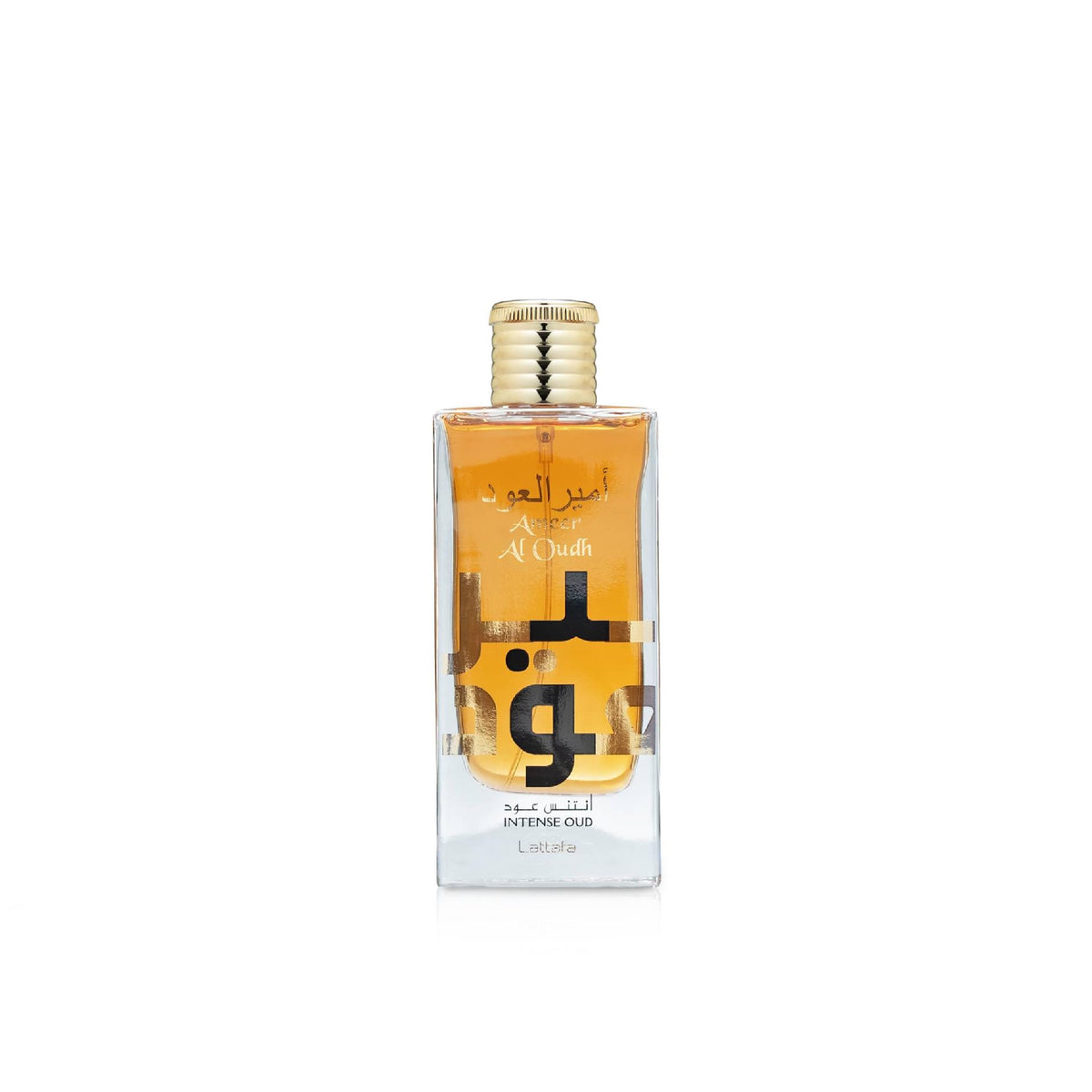 Lattafa Ameer Al Oud Intense, botella elegante para aroma duradero diario.
