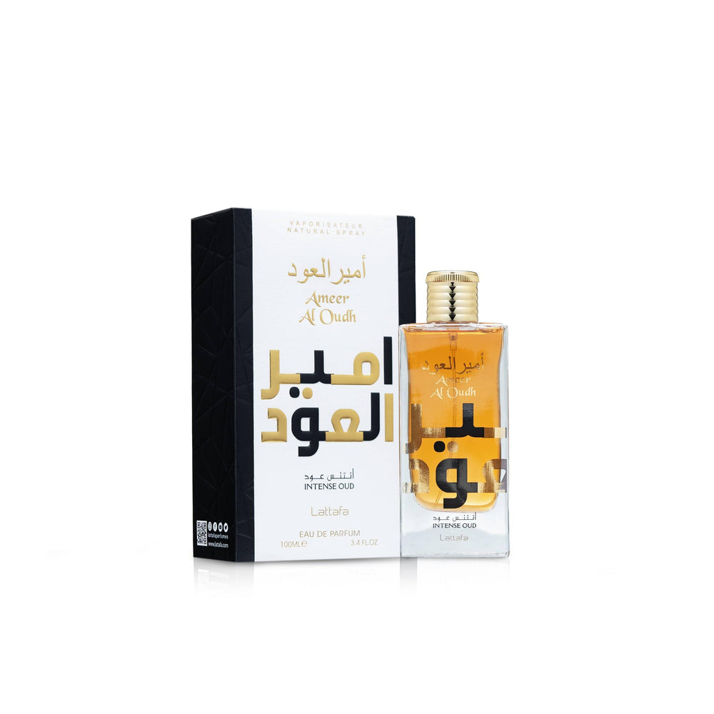 Lattafa Ameer Al Oud Intense, empaque de lujo perfecto para regalo.