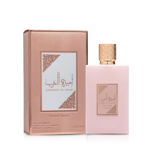 Lattafa Ameerat Al Arab Prive Rose, notas florales y afrutadas en primer plano