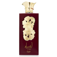Lattafa Ansaam Gold, botella dorada, perfecta para eventos nocturnos y presentaciones elegantes.