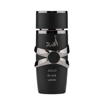Lattafa Asad Elixir: botella vista frontal, ideal para salidas nocturnas