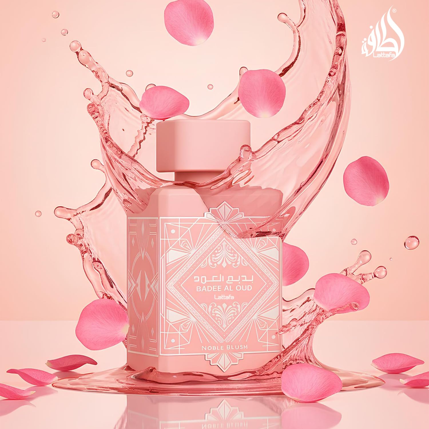Lattafa Bade'e Al Oud Noble Blush experiencia sensorial suave y duradera.