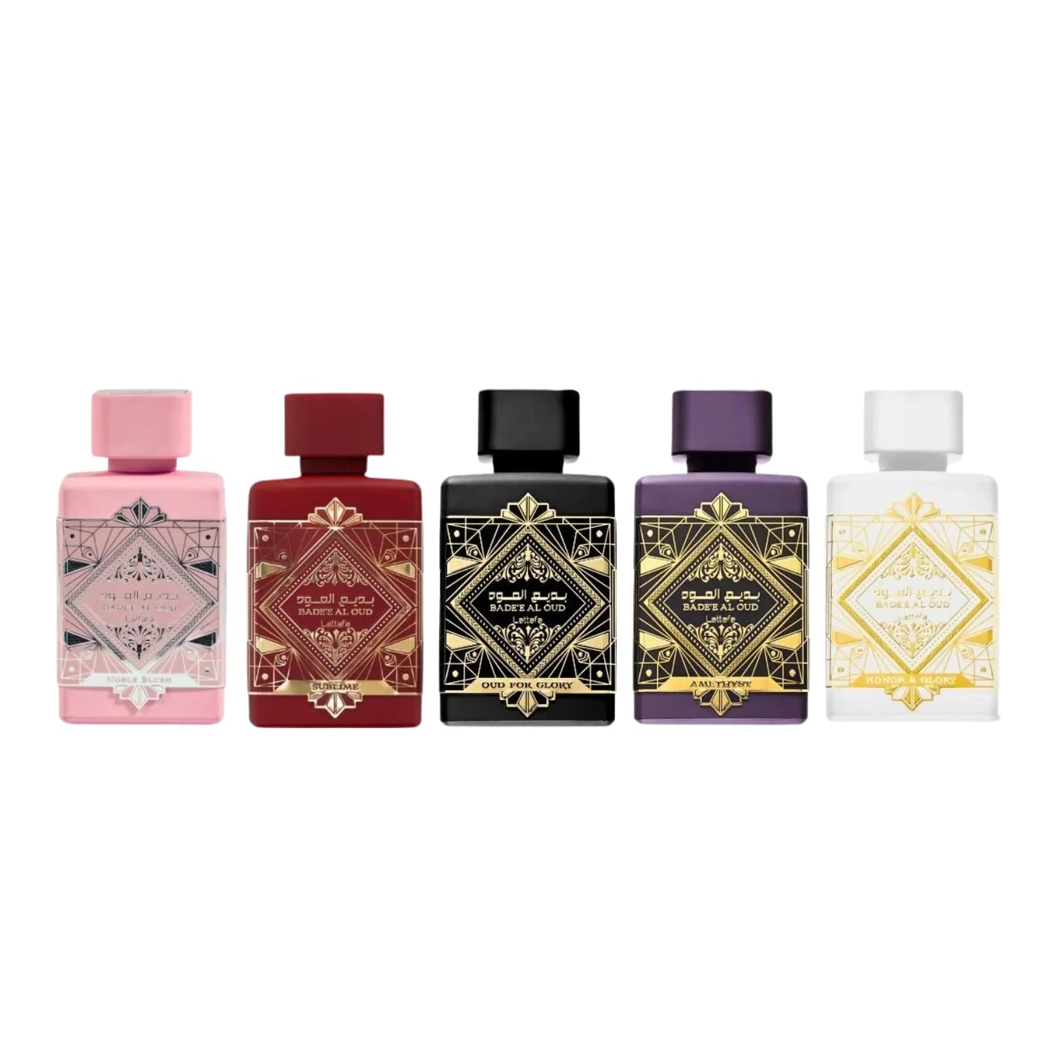 Lattafa Bade’e Al Oud Amethyst: bergamota y frutos rojos con oud y maderas.