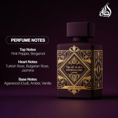 Lattafa Bade'e Al Oud Amethyst, pulverizador para aplicación precisa.