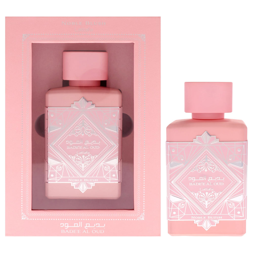 Lattafa Badee Al Oud frasco frontal, aroma oriental duradero para uso diario y ocasiones.