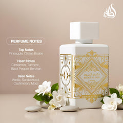 Notas top de Lattafa Badee Al Oud Honor & Glory: piña y crème brûlée