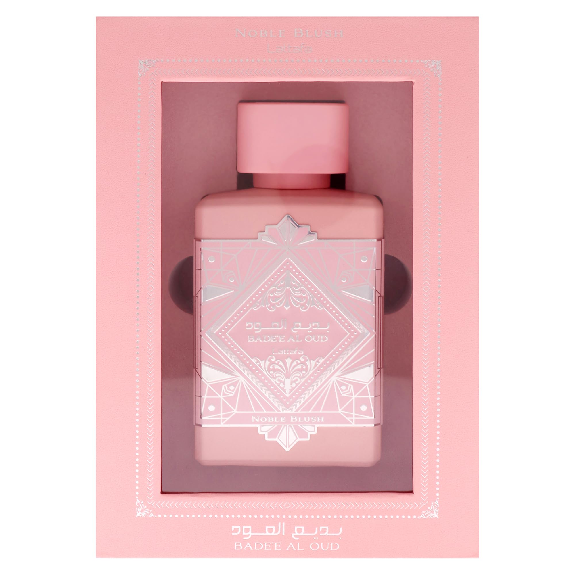 Lattafa Badee Al Oud notas altas: azafrán, nuez moscada y lavanda en salida aromática.