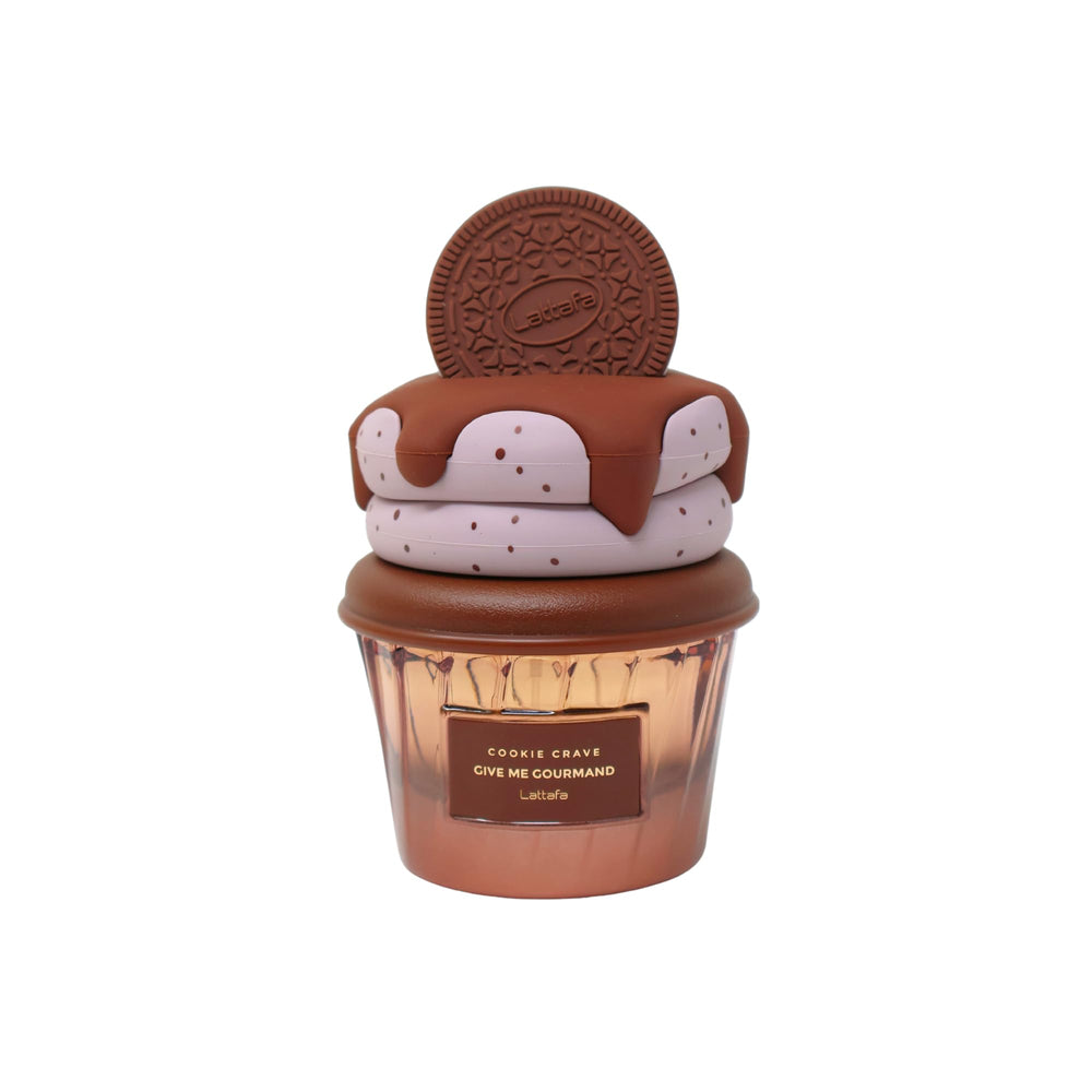 Lattafa Cookie Crave: notas de cacao y manteca para un aroma cálido.