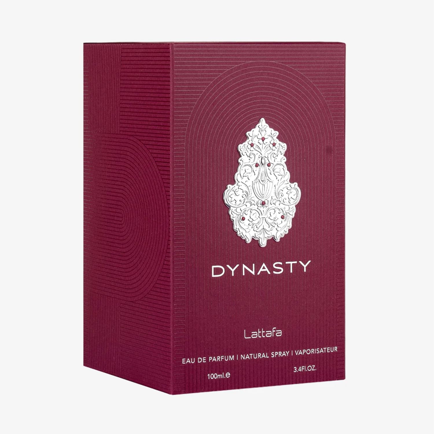 Lattafa Dynasty - detalle de cierre, acabado refinado para regalos.