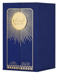 Lattafa Emaan, caja de empaque ideal para regalo y exhibición.