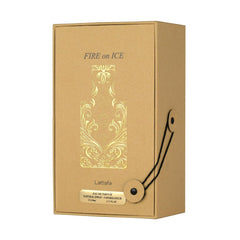 Lattafa Fire On Ice, empaque externo, excelente para exhibición y compra.