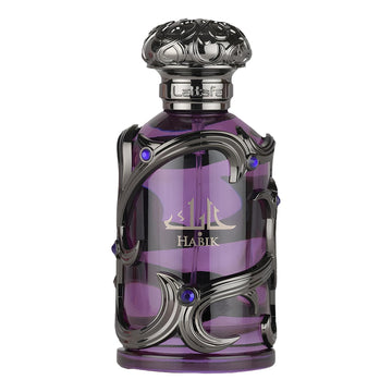 Lattafa Habik, vista frontal de la botella para estilo masculino audaz.