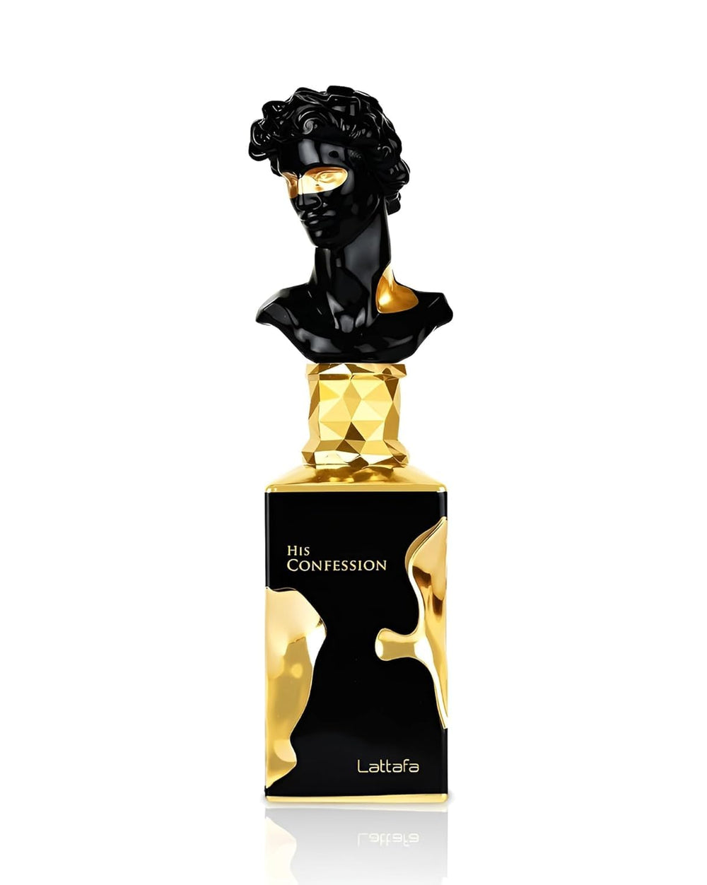 Lattafa His Confession botella frontal muestra el diseño elegante para uso diario