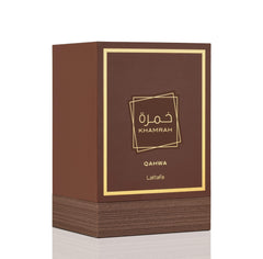 Lattafa Khamrah Qahwa, empaque premium, ideal para regalo o presentación de lujo
