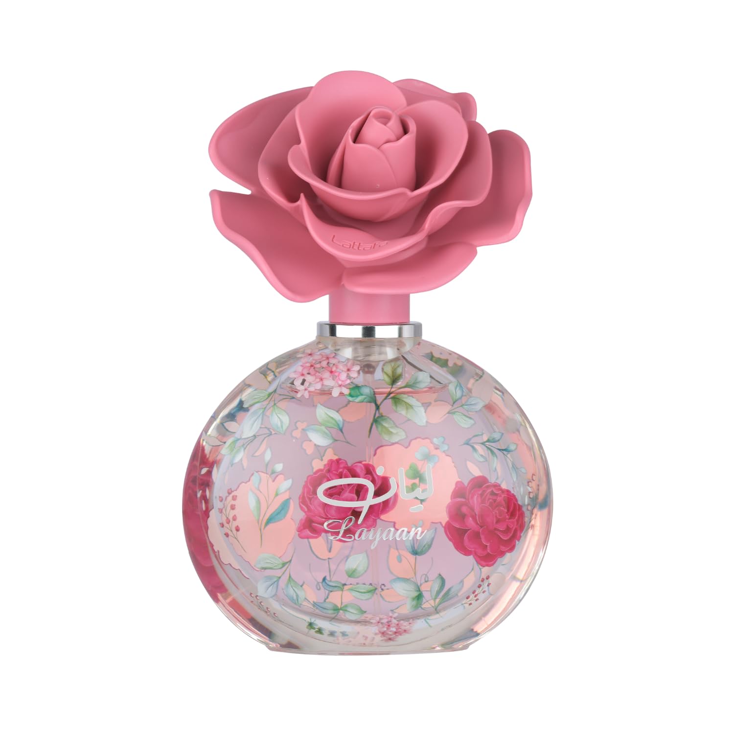 Lattafa Layaan, botella de diseño moderno, ideal como regalo elegante.