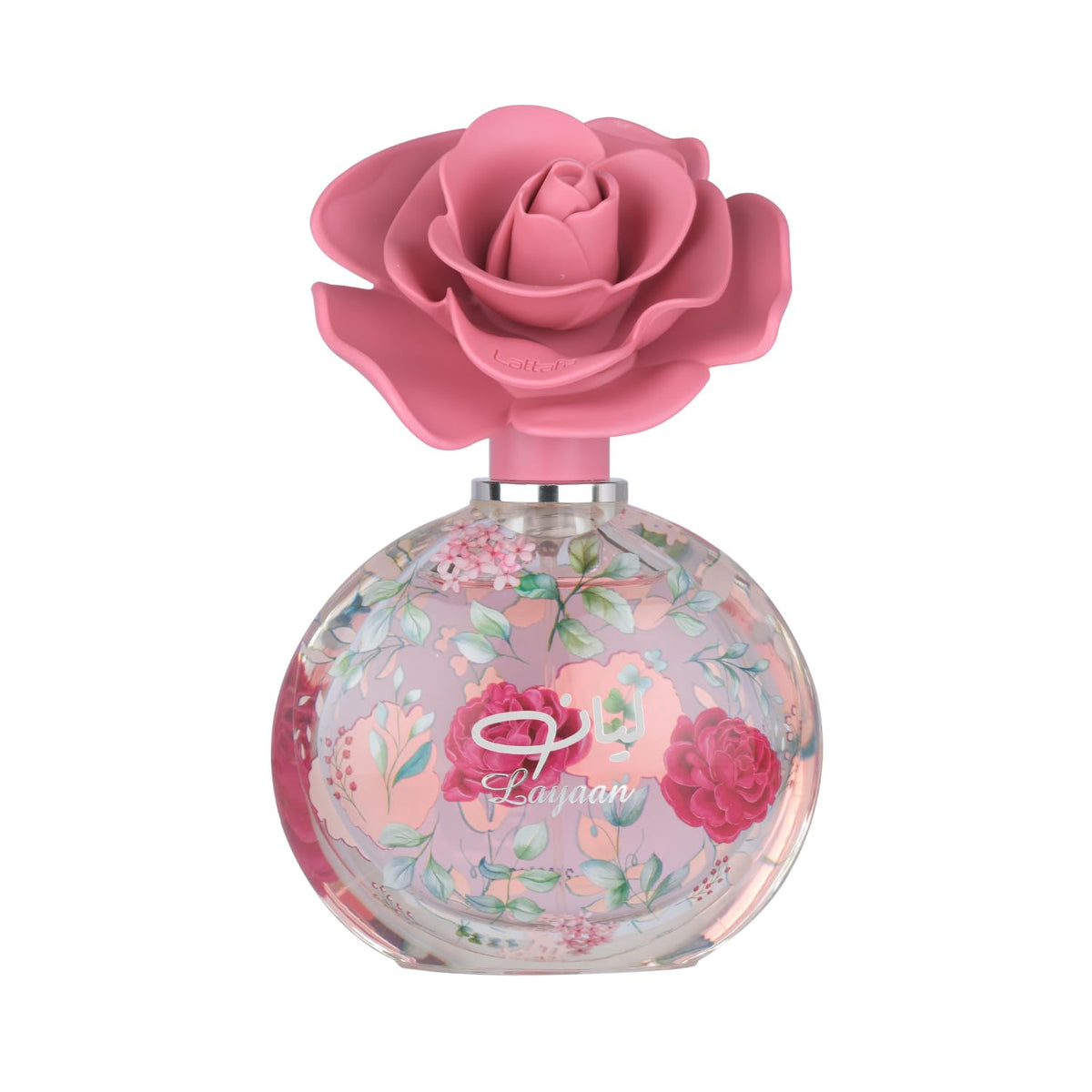 Lattafa Layaan, botella de diseño moderno, ideal como regalo elegante.