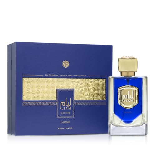 Lattafa Liam Blue Shine caja de empaque, ideal para regalo o almacenamiento