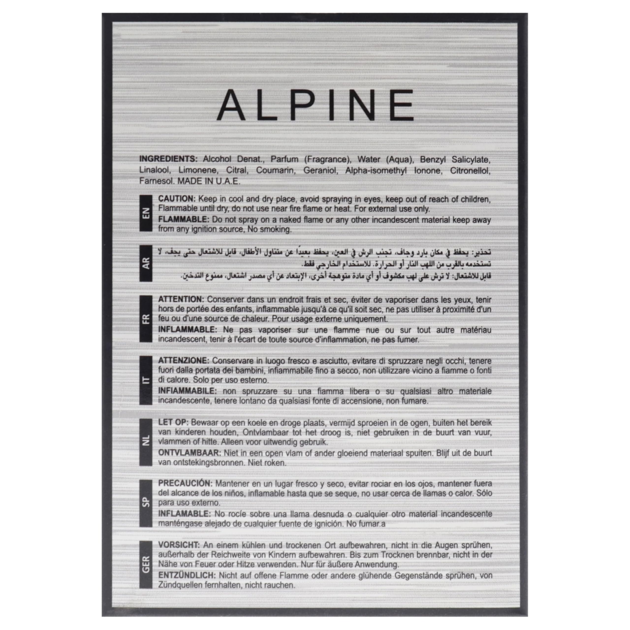 Lattafa Alpine notas olfativas destacadas: equilibrio entre madera y especias