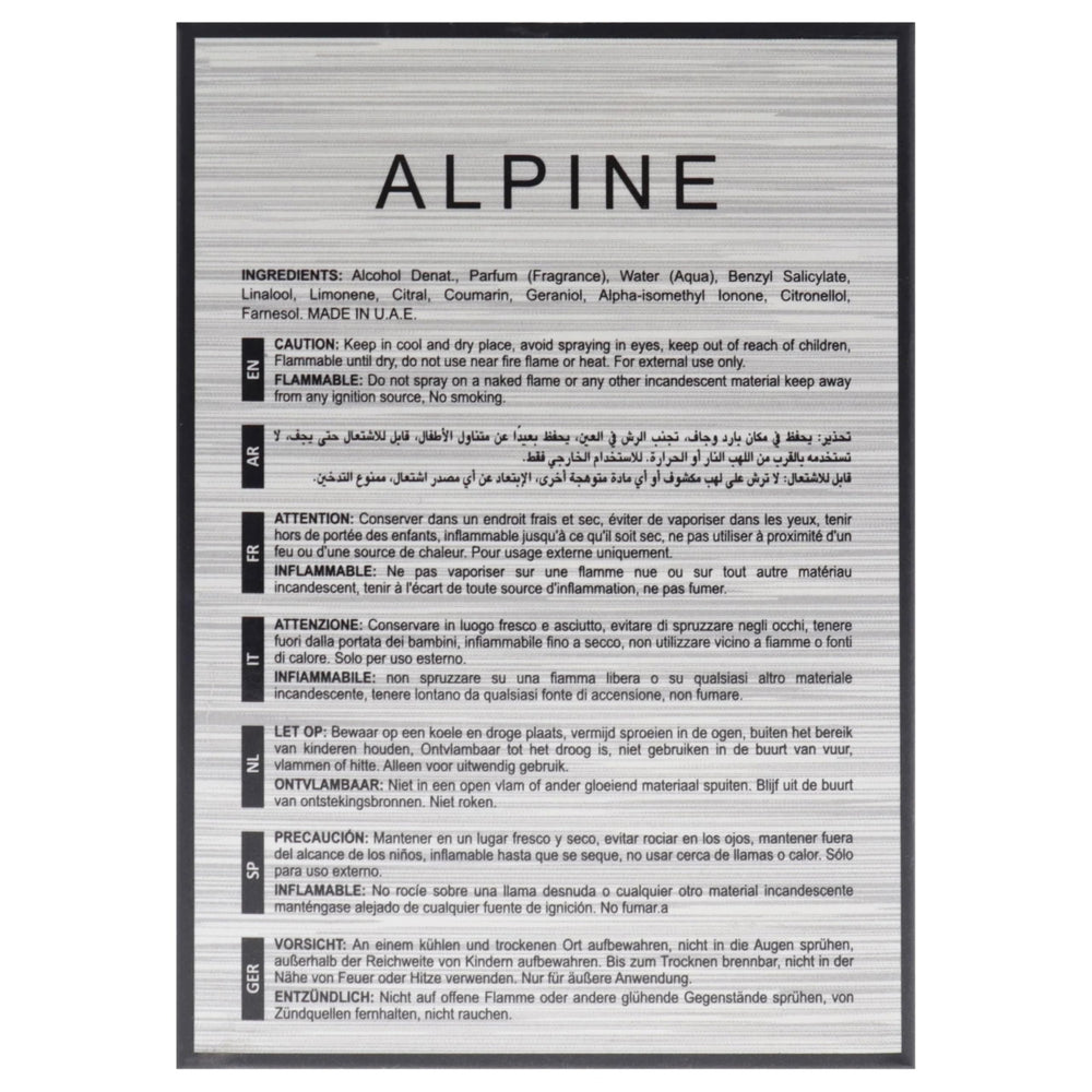 Lattafa Alpine notas olfativas destacadas: equilibrio entre madera y especias