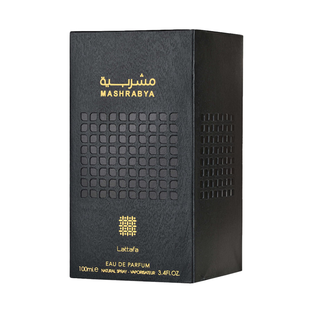 Lattafa Mashrabya, envase y caja premium para regalo con presencia.