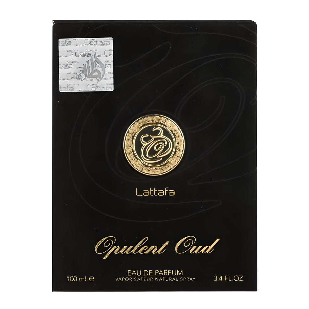 Lattafa Opulent Oud, corazón de oud y ámbar cálido.