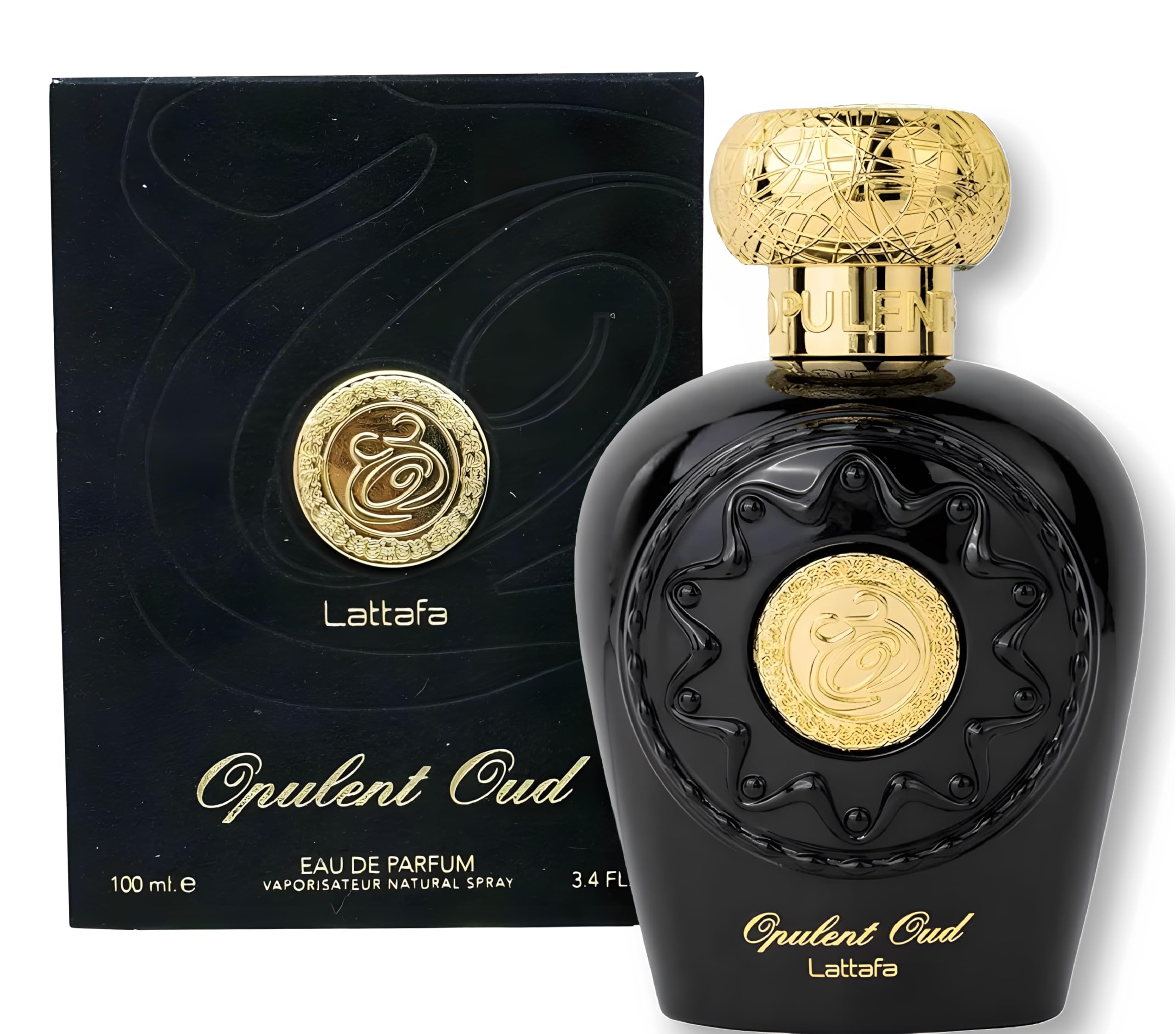 Lattafa Opulent Oud, notas de salida cítricas y azafrán fresco.