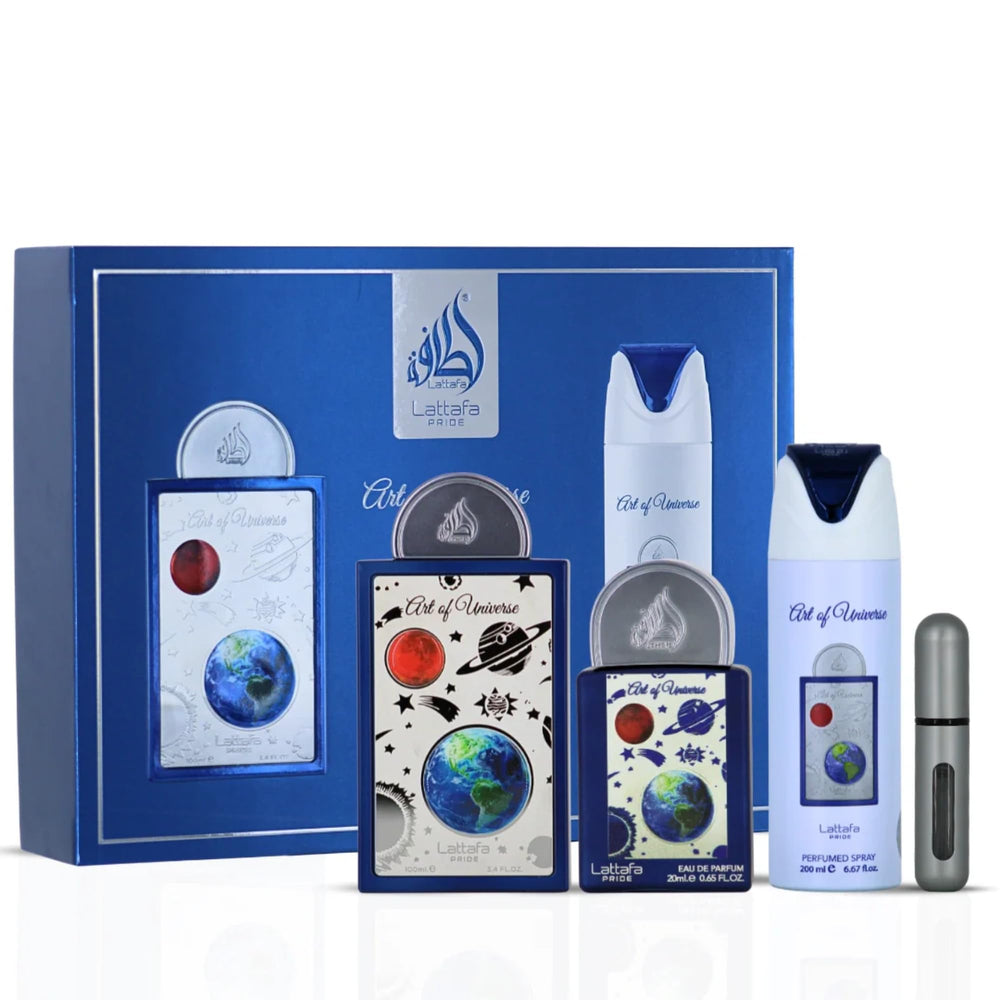 Lattafa Pride Art of Universe, set regalo premium, diseño contemporáneo para ocasiones especiales