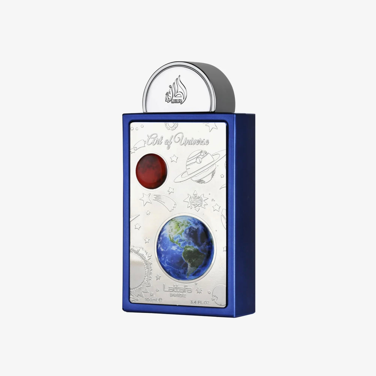 Lattafa Pride Art of Universe: botella en primer plano para un look elegante diario.