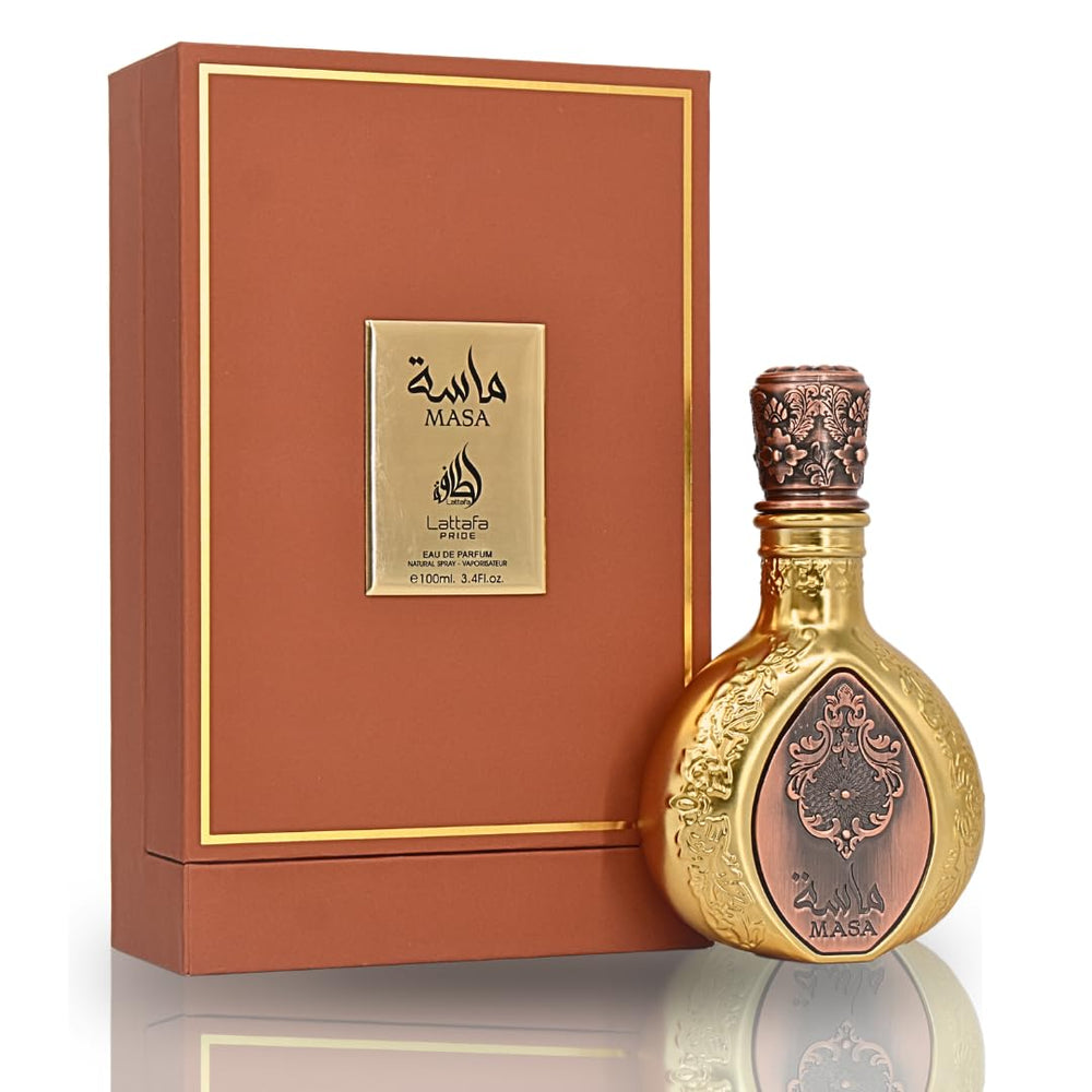 Lattafa Pride Masa, botella lujosa, ideal para uso diario y ocasiones especiales.