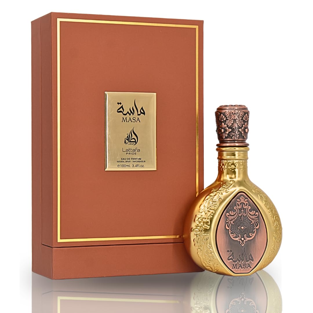 Lattafa Pride Masa, botella lujosa, ideal para uso diario y ocasiones especiales.