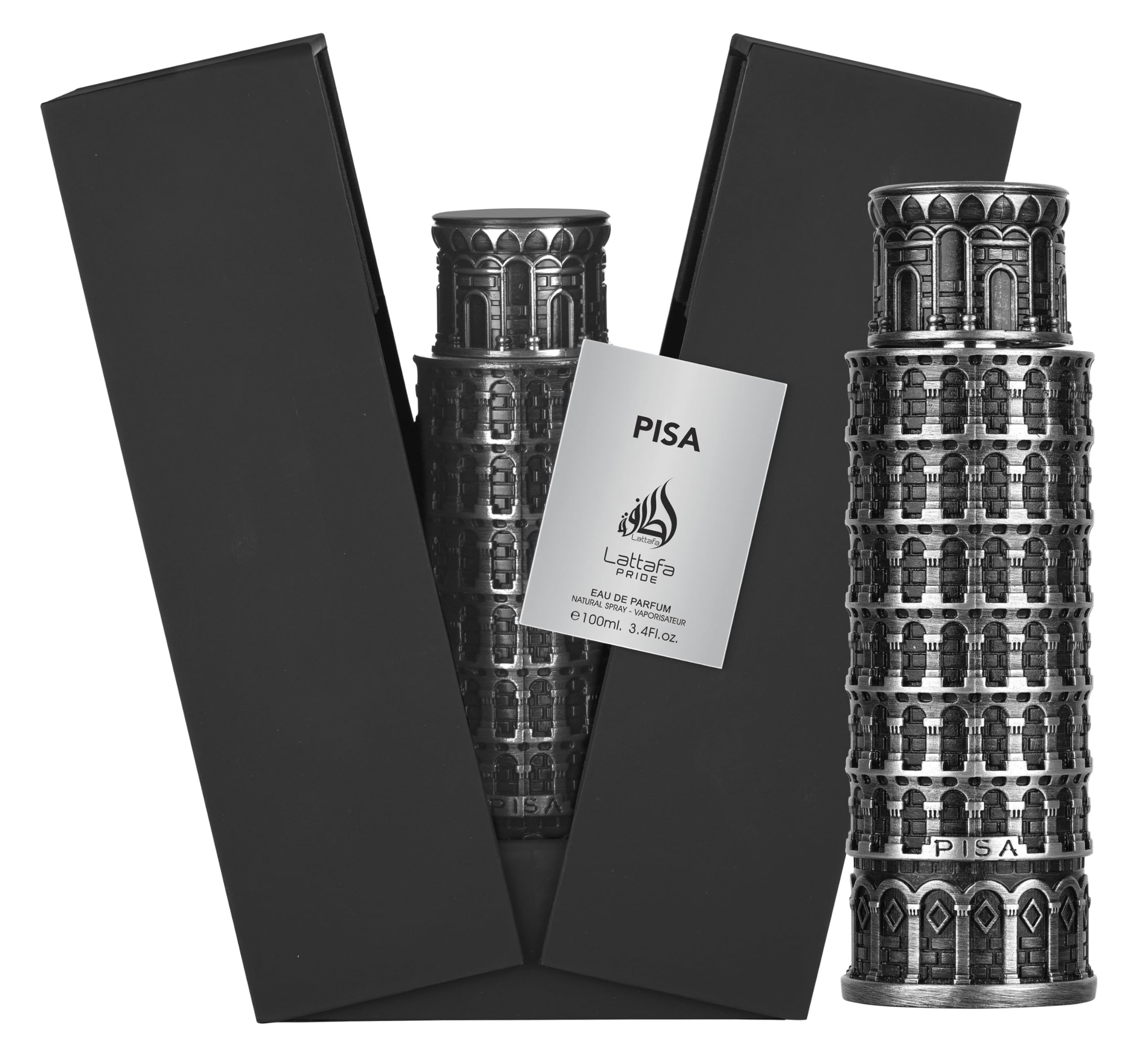Lattafa Pride Pisa, empaque elegante, ideal regalo o colección personal para momentos especiales.