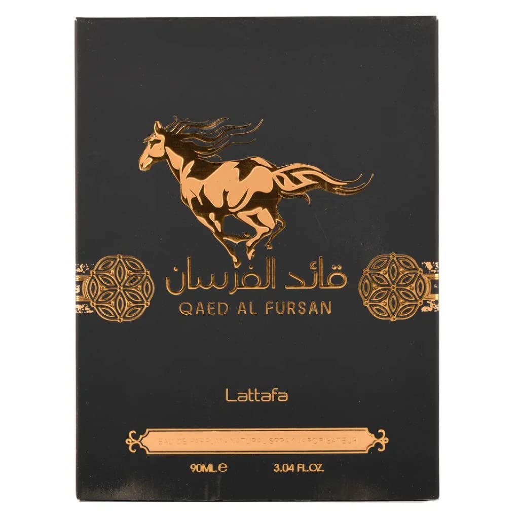 Lattafa Qaed Al Fursan, caja estuche, presentación ideal para regalo.