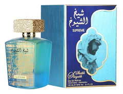 Lattafa Sheikh Al Shuyukh Supreme, caja de presentación, regalo sofisticado para amantes de fragancias.