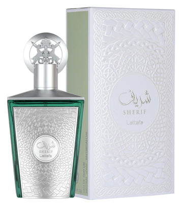 Lattafa Sherif frasco detalle etiqueta, elegancia que perdura