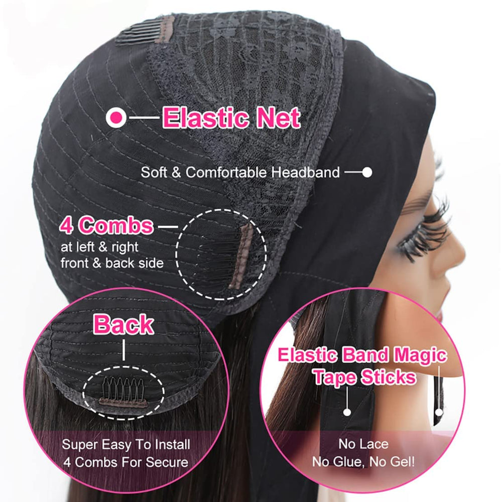 Lauberita Headband Wig talla media para ajuste cómodo.