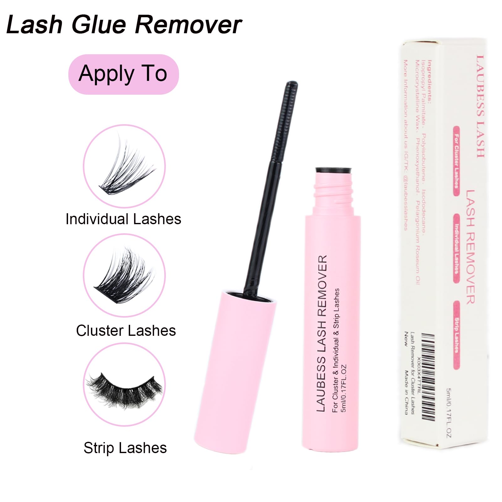 LAUBESS LASH Removedor kit de bricolaje para extensiones de pestañas incluido