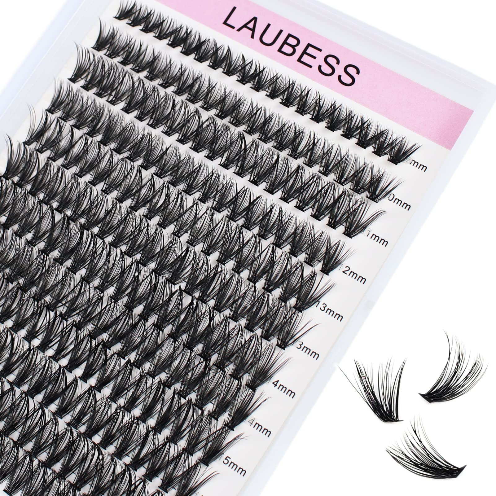 Laubess Pestañas agrupadas 240 uds, longitudes combinadas para volumen personalizable.