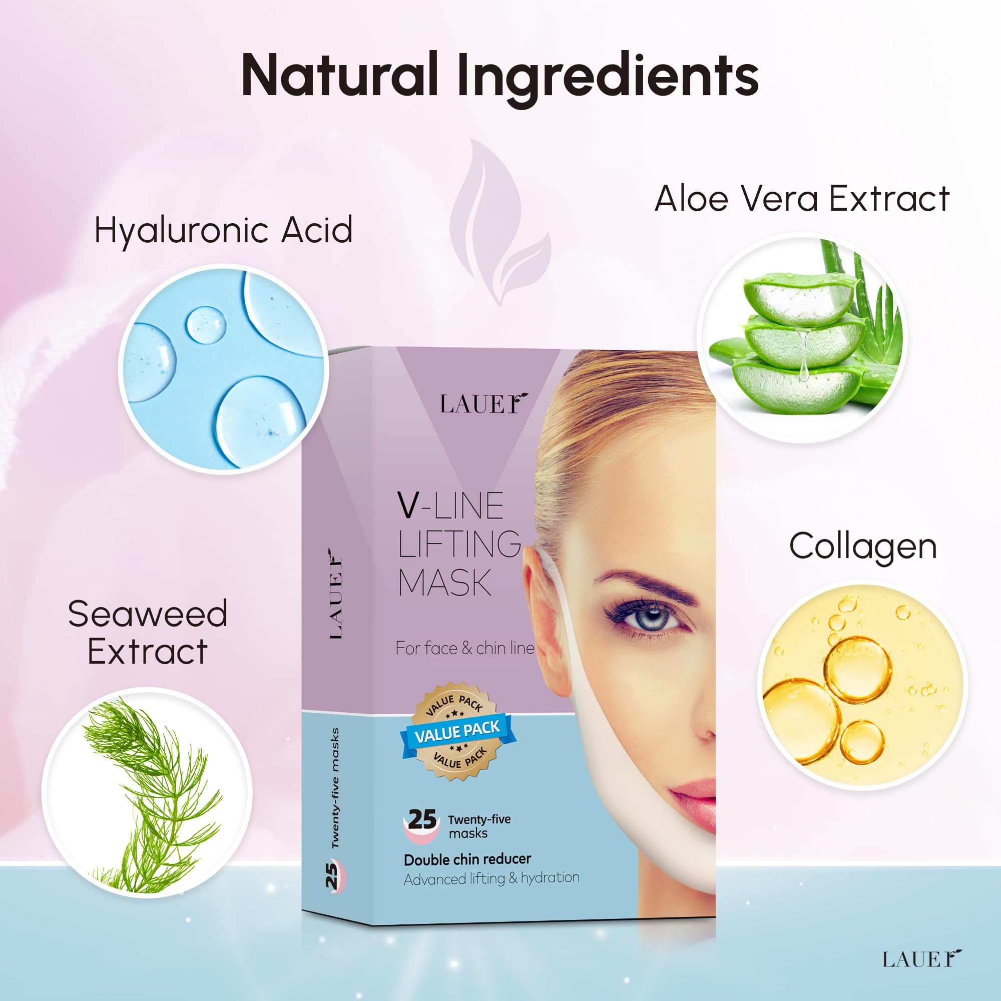 Lauer Cosmetic mascarilla con colágeno y ácido hialurónico, hidratación intensiva.