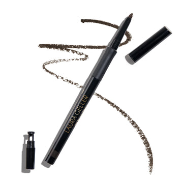 Laura Geller Inkcredible Gel Eyeliner Brown Sugar para delineado fino y preciso.