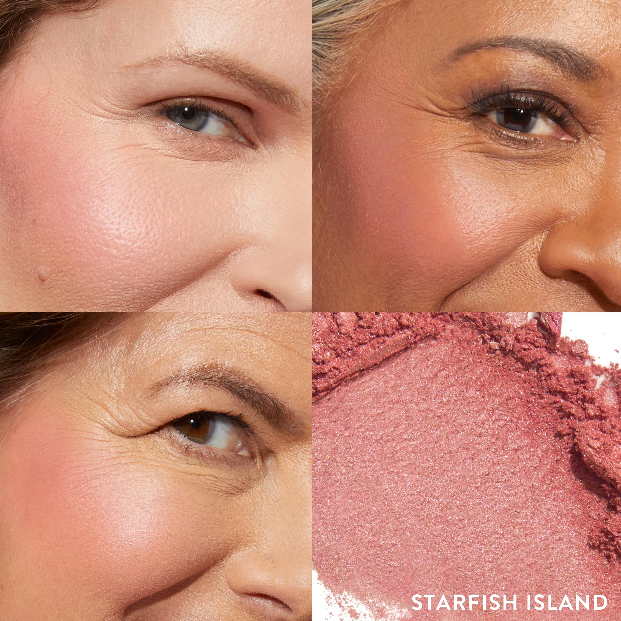Laura Geller Isla Estrella de Mar blush, textura cremosa, fácil de difuminar para un rubor uniforme.