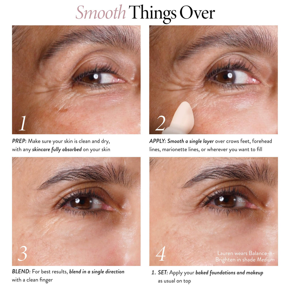 Laura Geller Line Smoother, piel madura se beneficia de un acabado más uniforme.