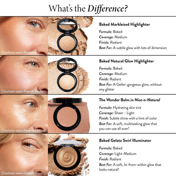 Laura Geller New York Baked Gelato Swirl iluminador gilded honey realce de cejas con luz suave