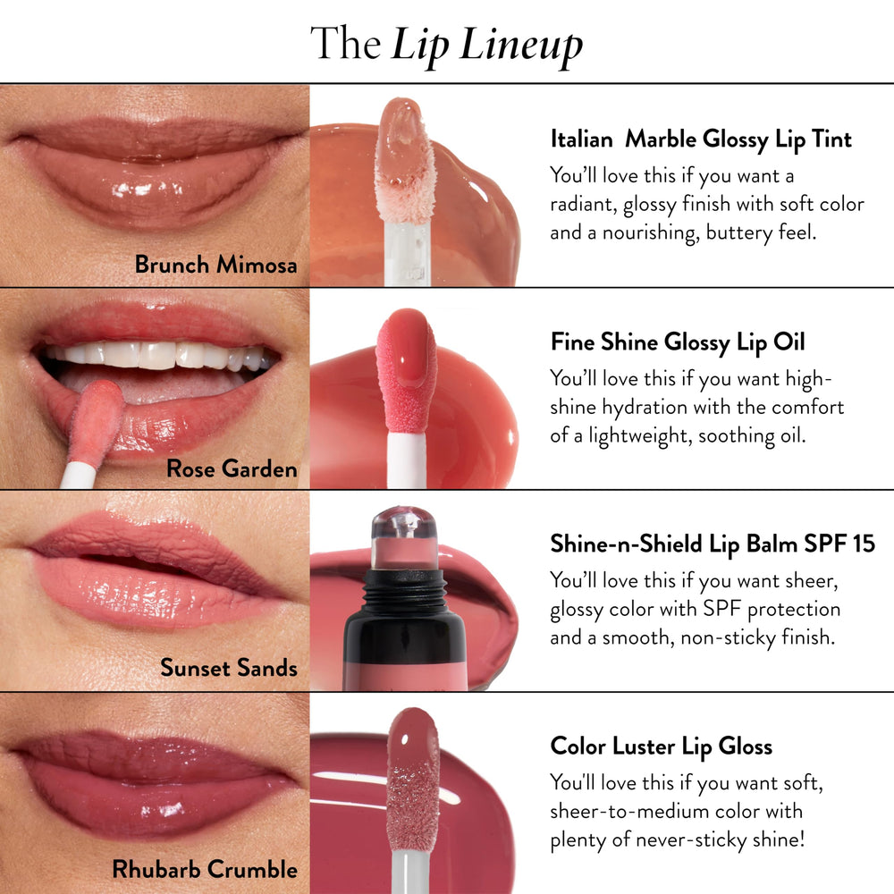 Empaque compacto para retoques con Laura Geller New York Color Luster Lip Gloss.
