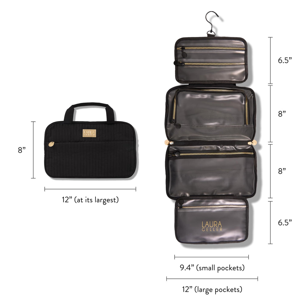 Grande capacité du sac maquillage pliable Laura Geller New York, emportez l'essentiel sans compromis.