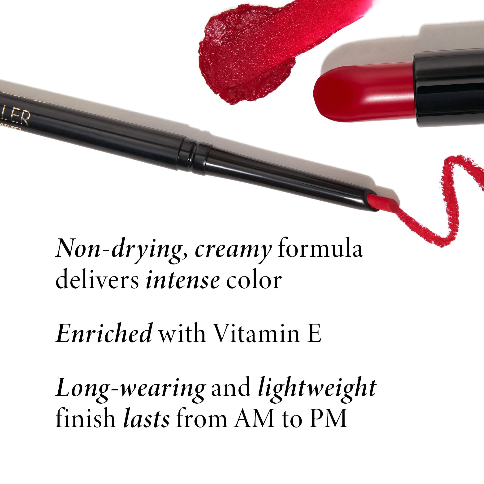 Hydrating texture of Laura Geller New York Modern Classic Lipstick shown on lips