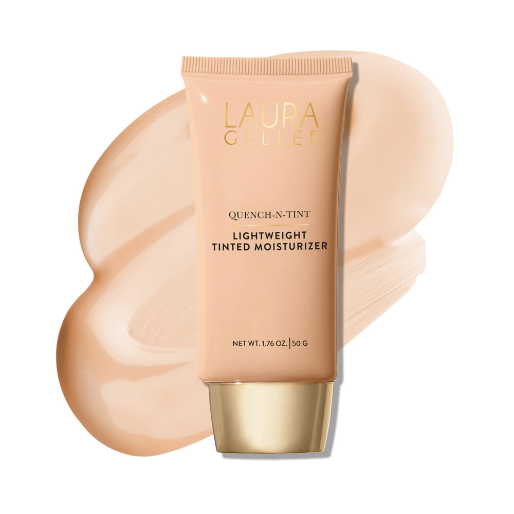 Laura Geller New York Quench-n-Tint en botella para uso diario y acabado suave.