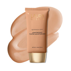 LAURA GELLER NEW YORK Quench-n-Tint – bouteille montrant hydratation légère et teint unifié.