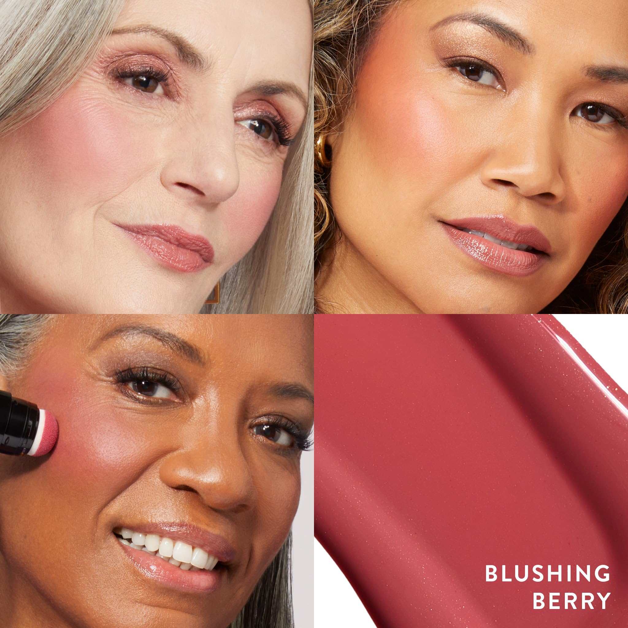 Sérum-blush-tint Laura Geller New York, swatch rose pour un effet subtil et lumineux.